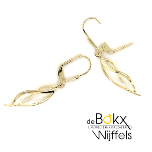 gouden oorhangers fantasie krul/ ovaal - 600450