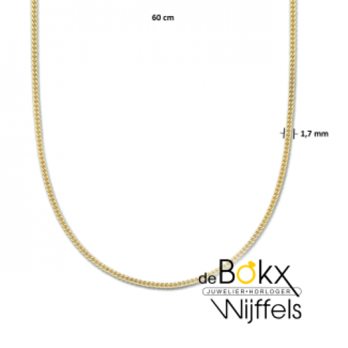 collier gourmette 4-zijdes geslepen 1,8 mm  zilver en 3 micron goud - 600642