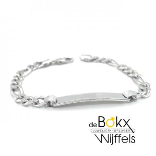 graveerarmband zilver met figaro schakel 20 cm - 600730