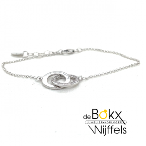 armband  Lotus in zilver met cirkels 16 -20cm - 600788