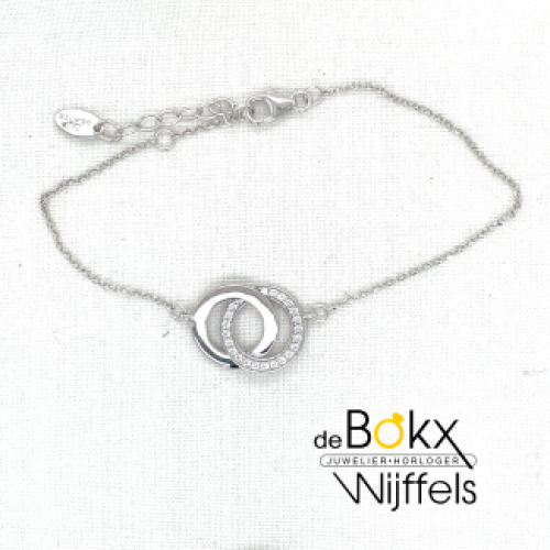 armband  Lotus in zilver met cirkels 16 -20cm - 600788