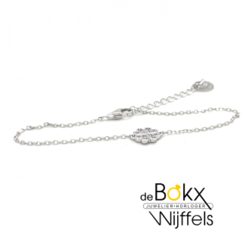 Armband Lotus in zilver met klavertje 4 - 600802