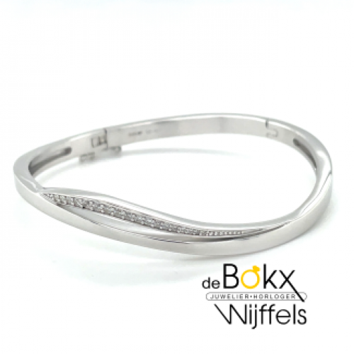 bangelarmband zilver met zirkonia steentjes - 600847