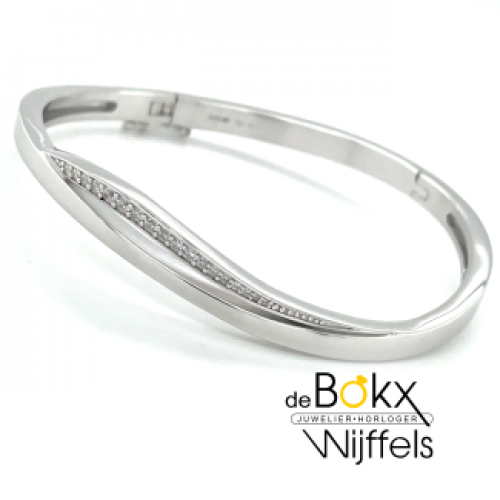 bangelarmband in zilver met zirkonia steentjes - 600847